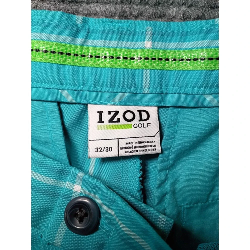 Izod Golf Men's Checkered Golf Turquoise And White Plaid Pants Size 32x30